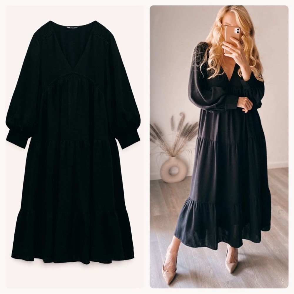 Zara Voluminous Textured MIDI Dress